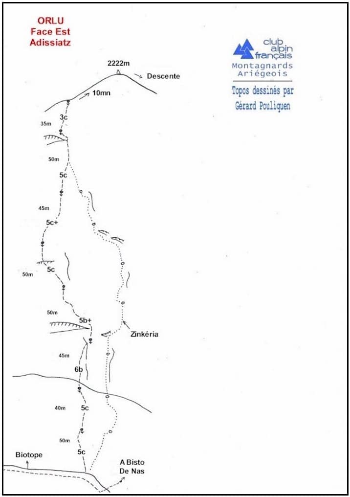 Topo escalade orlu face sud est Adissiatz