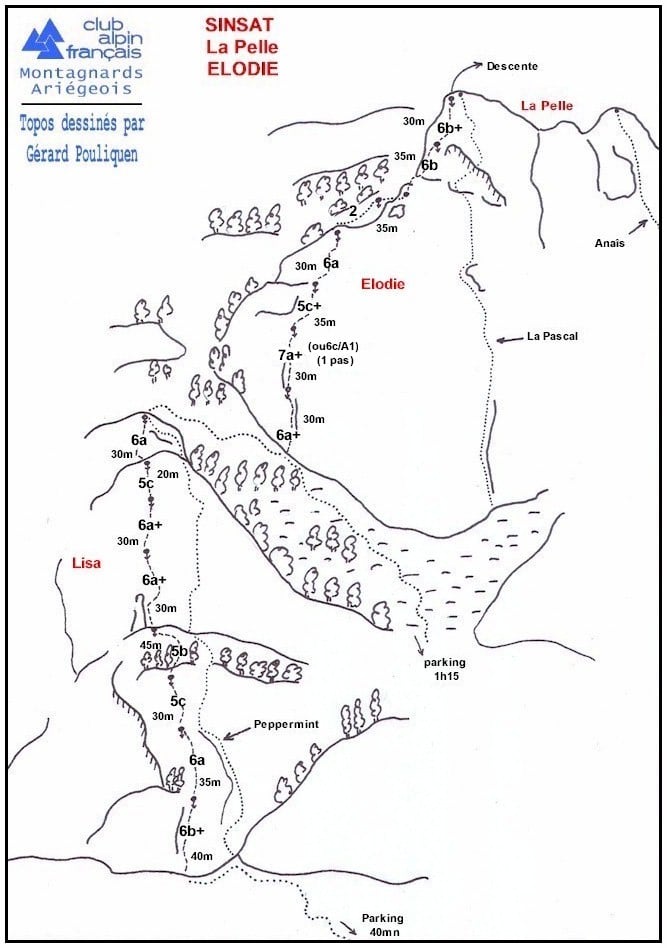 Topo escalade La Pelle - Élodie